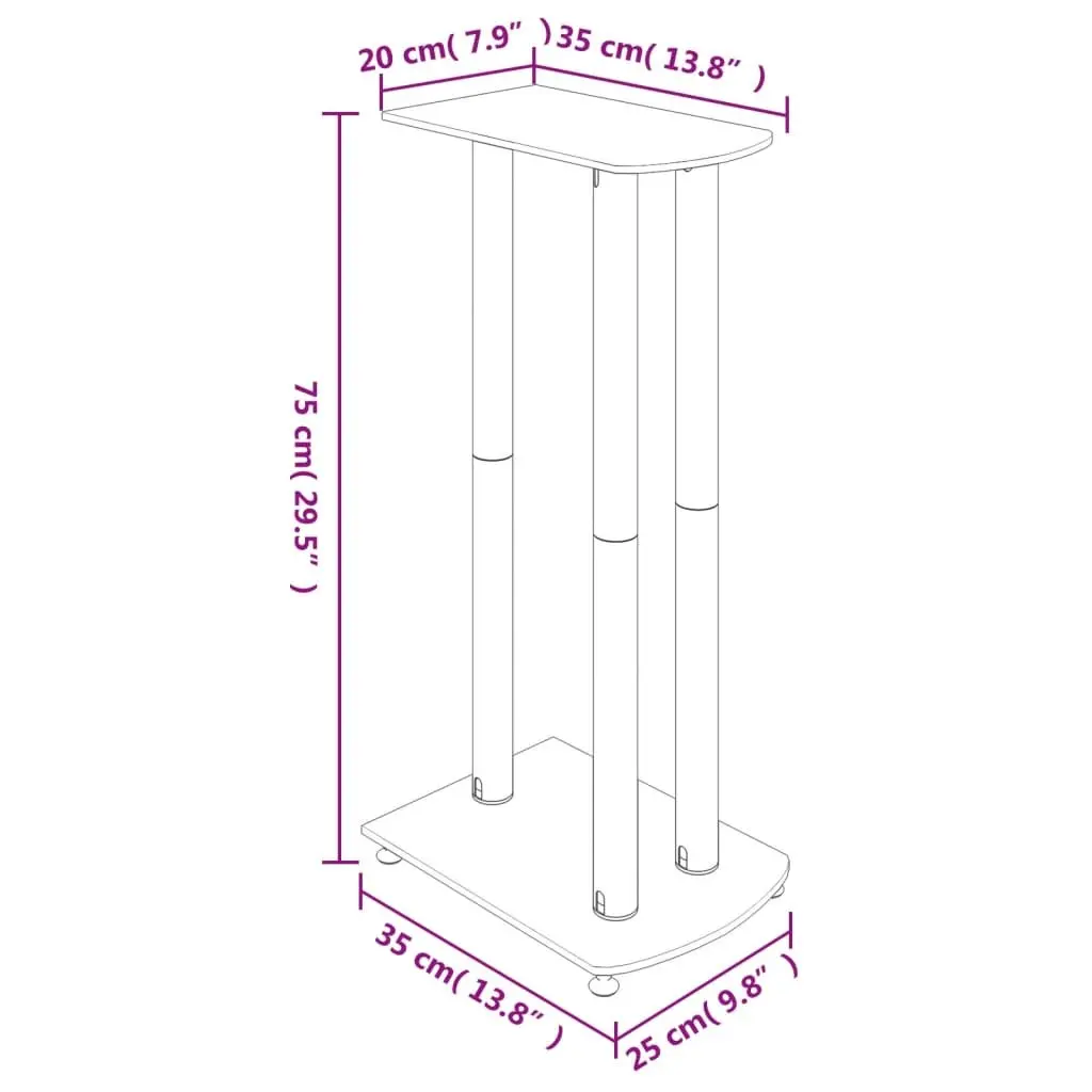 Speaker Stands Pair Silver Tempered Glass 3 Pillar Design Audio Stand Mount