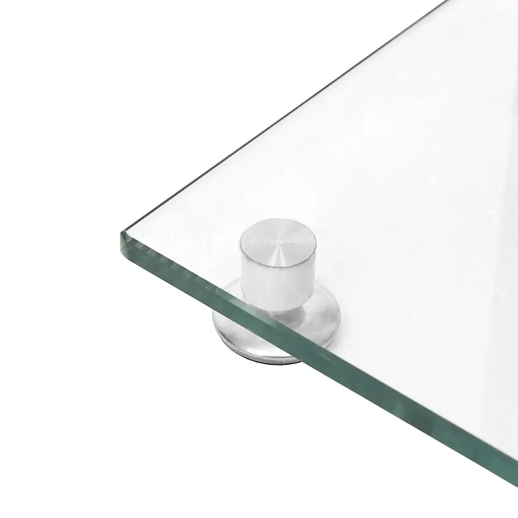 Speaker Stands Pair Tempered Glass Aluminium Silver 2 Piece
