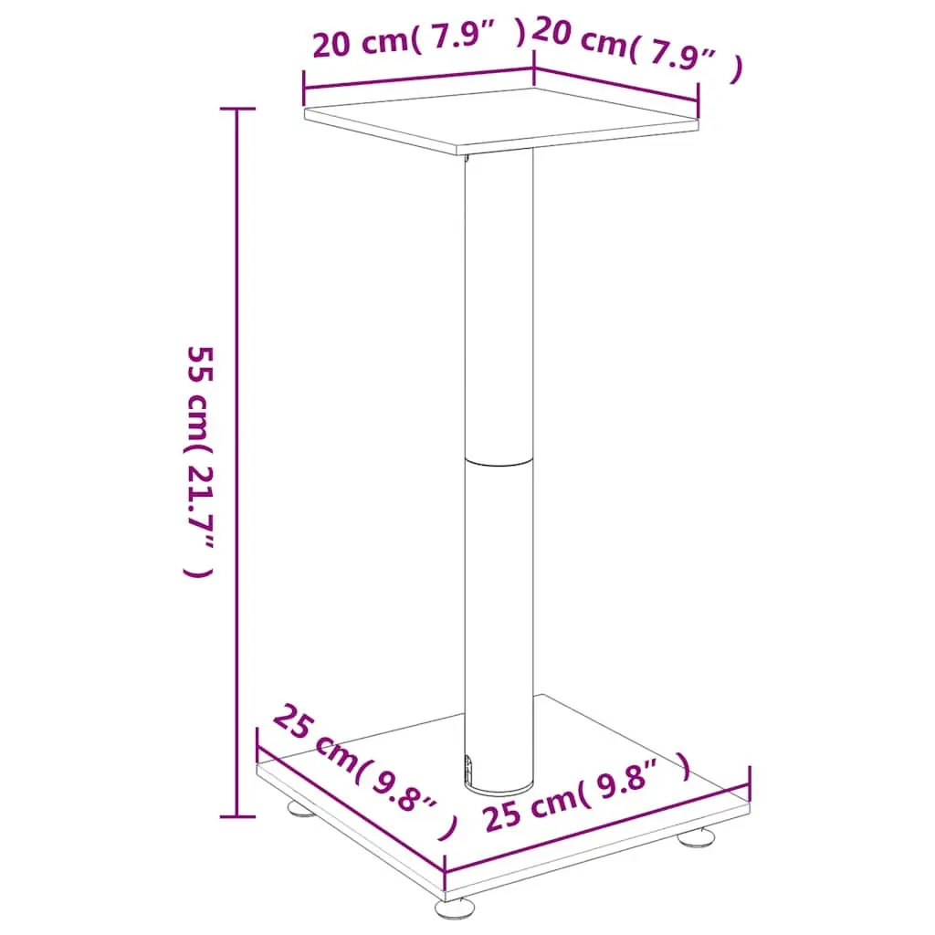 Speaker Stands Pair Tempered Glass Aluminium Silver 2 Piece