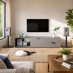 Speaker Stands Pair Black Tempered Glass Pillar Design Audio Equipment Support