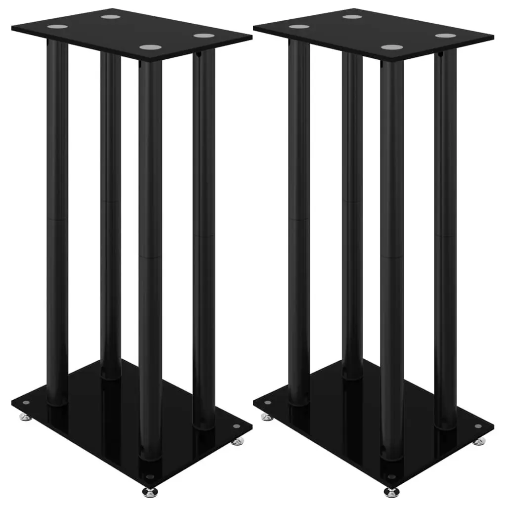Black Audio Stand Mounts with Durable Tempered Glass