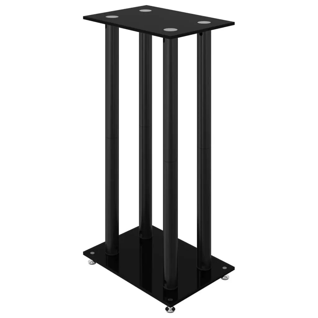 Black Audio Stand Mounts with Durable Tempered Glass