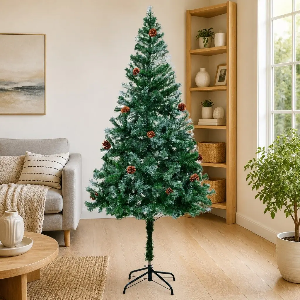 180cm Green Artificial Christmas Tree with Pinecones