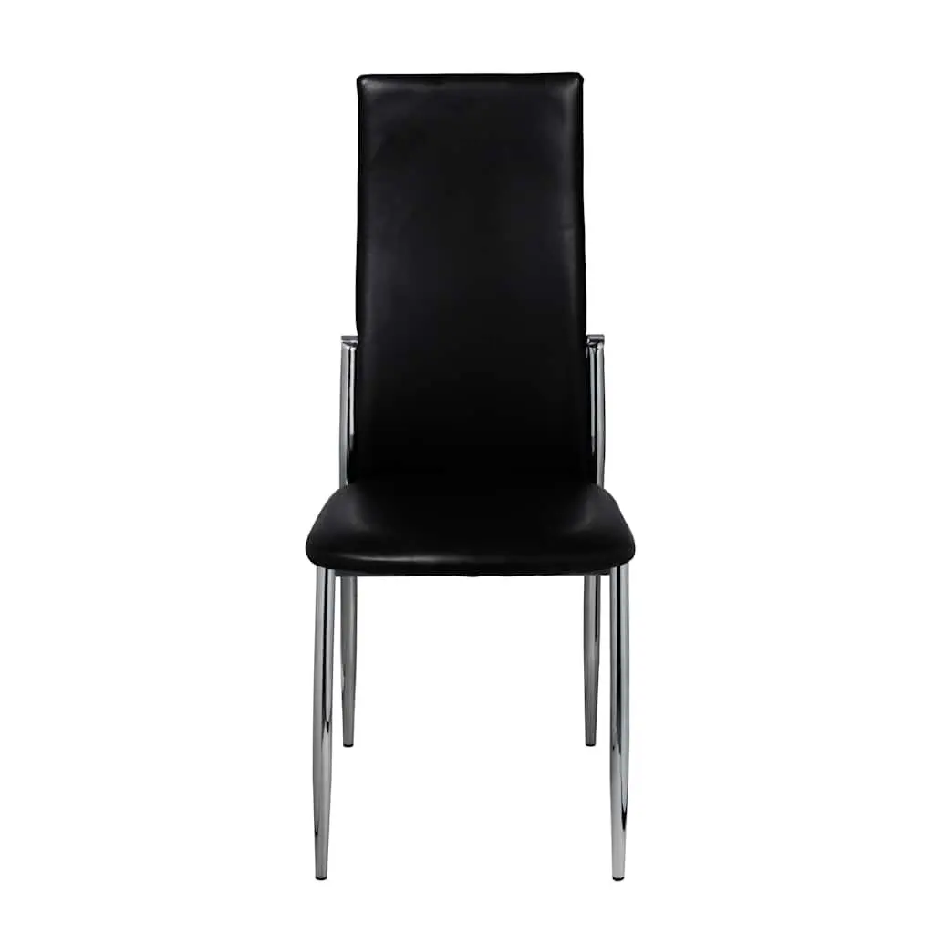 Dining Chairs 2 pcs Black Synthetic Leather Modern Kitchen Seating Ergonomic