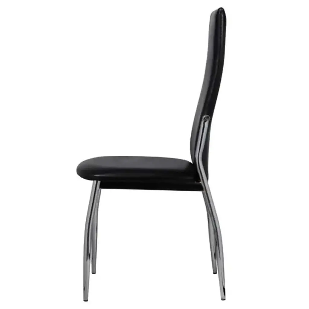 Dining Chairs 2 pcs Black Synthetic Leather Modern Kitchen Seating Ergonomic