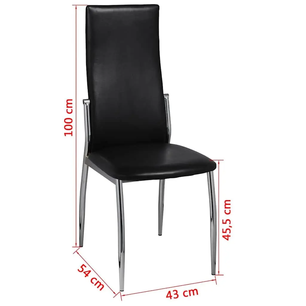 Dining Chairs 2 pcs Black Synthetic Leather Modern Kitchen Seating Ergonomic