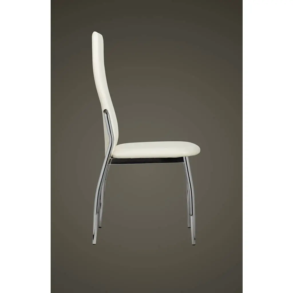 Dining Chairs 4 pcs White Faux Leather Kitchen Room Seating Ergonomic Design