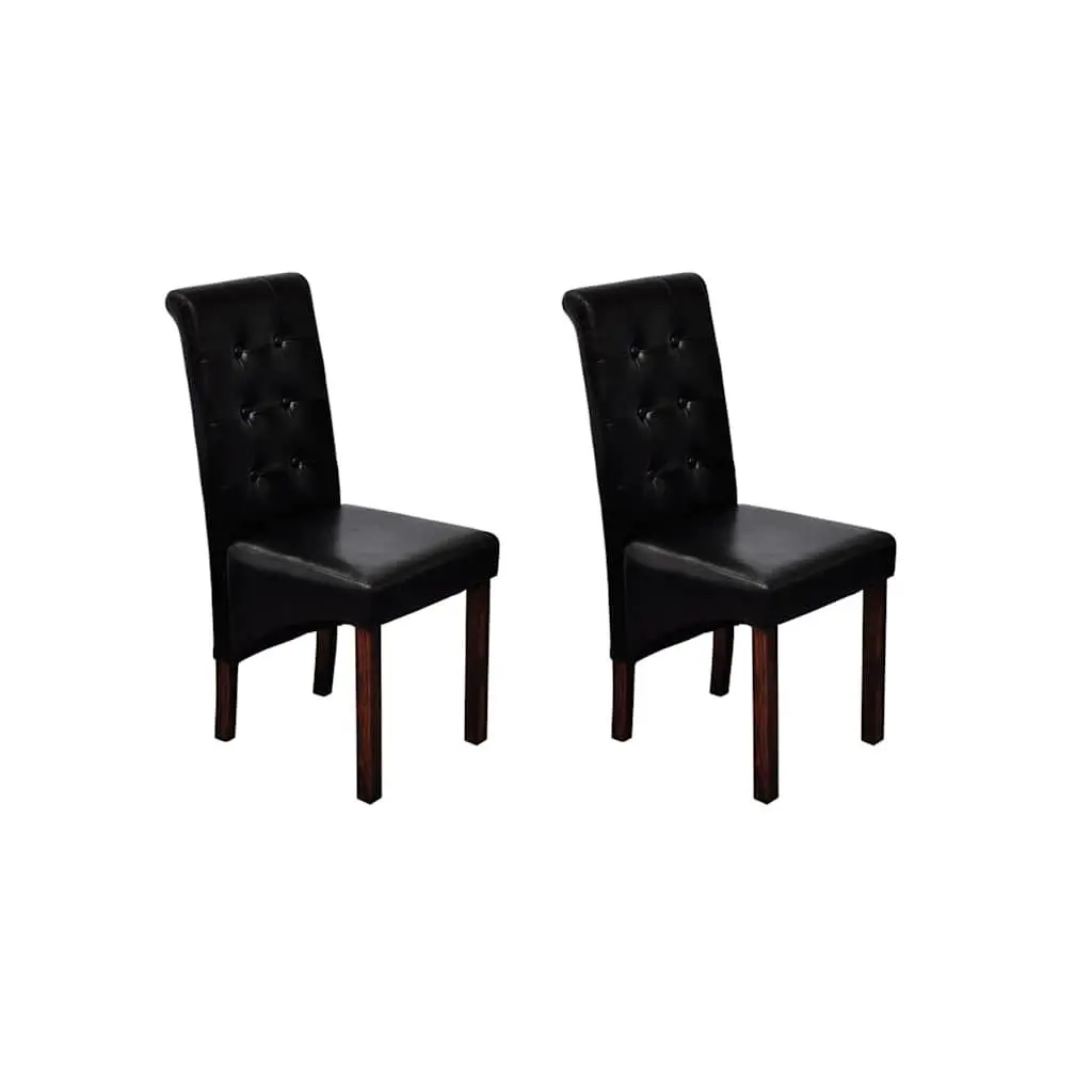 Black Dining Chairs Set with Padded Backrests