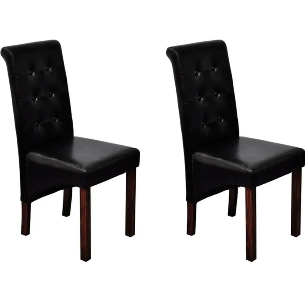 Black Dining Chairs Set with Padded Backrests