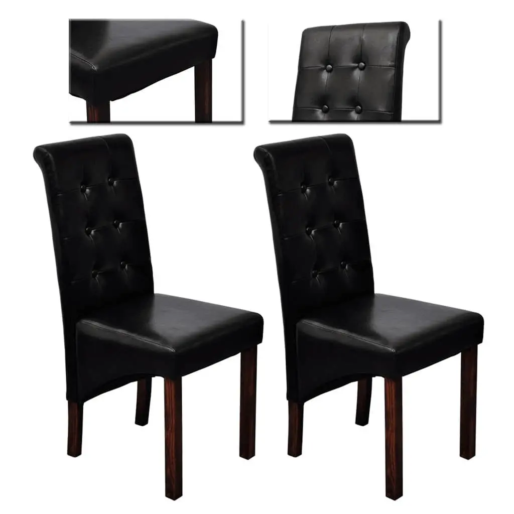 Black Dining Chairs Set with Padded Backrests
