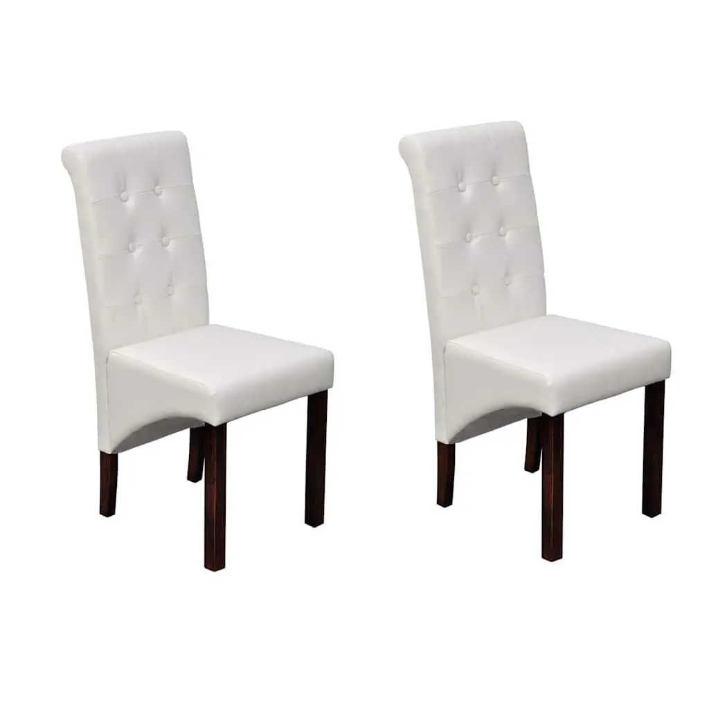 Set of 2 White Dining Chairs with Padded Seating