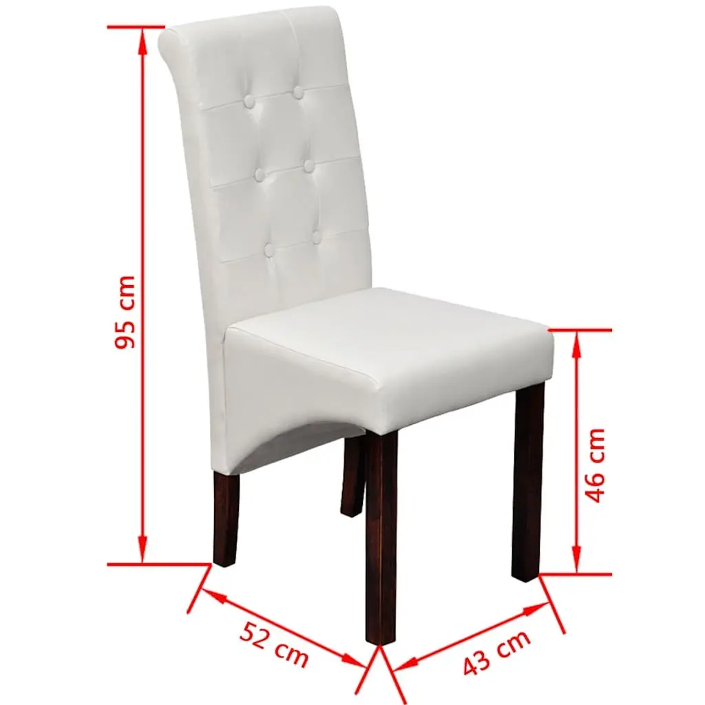 Set of 2 White Dining Chairs with Padded Seating