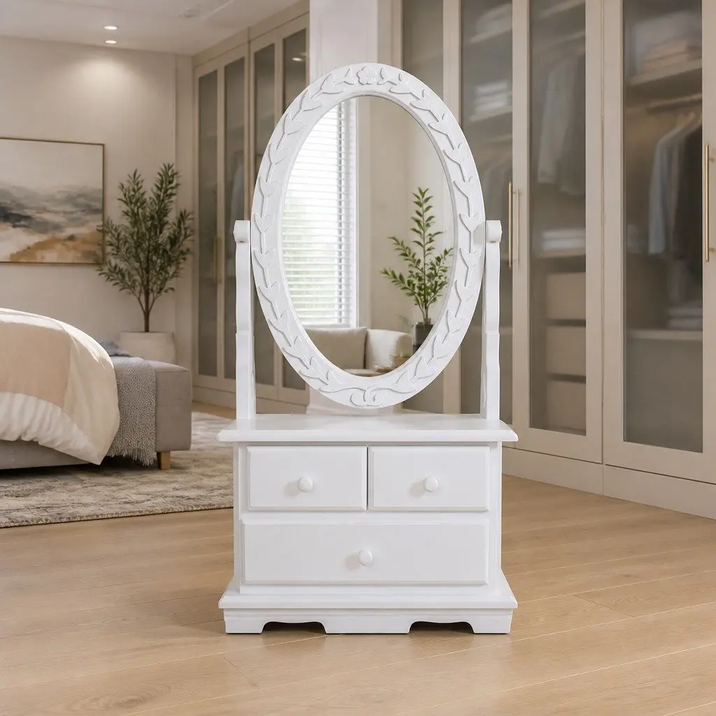 White Vanity Makeup Table with Mirror