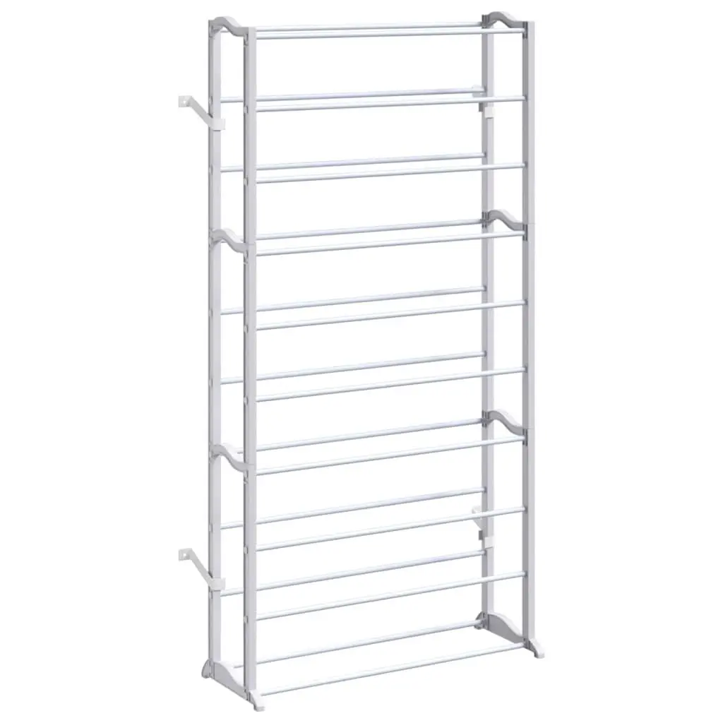 10-Tier Shoe Rack White Compact Storage Organiser Light Weight Easy Assembly