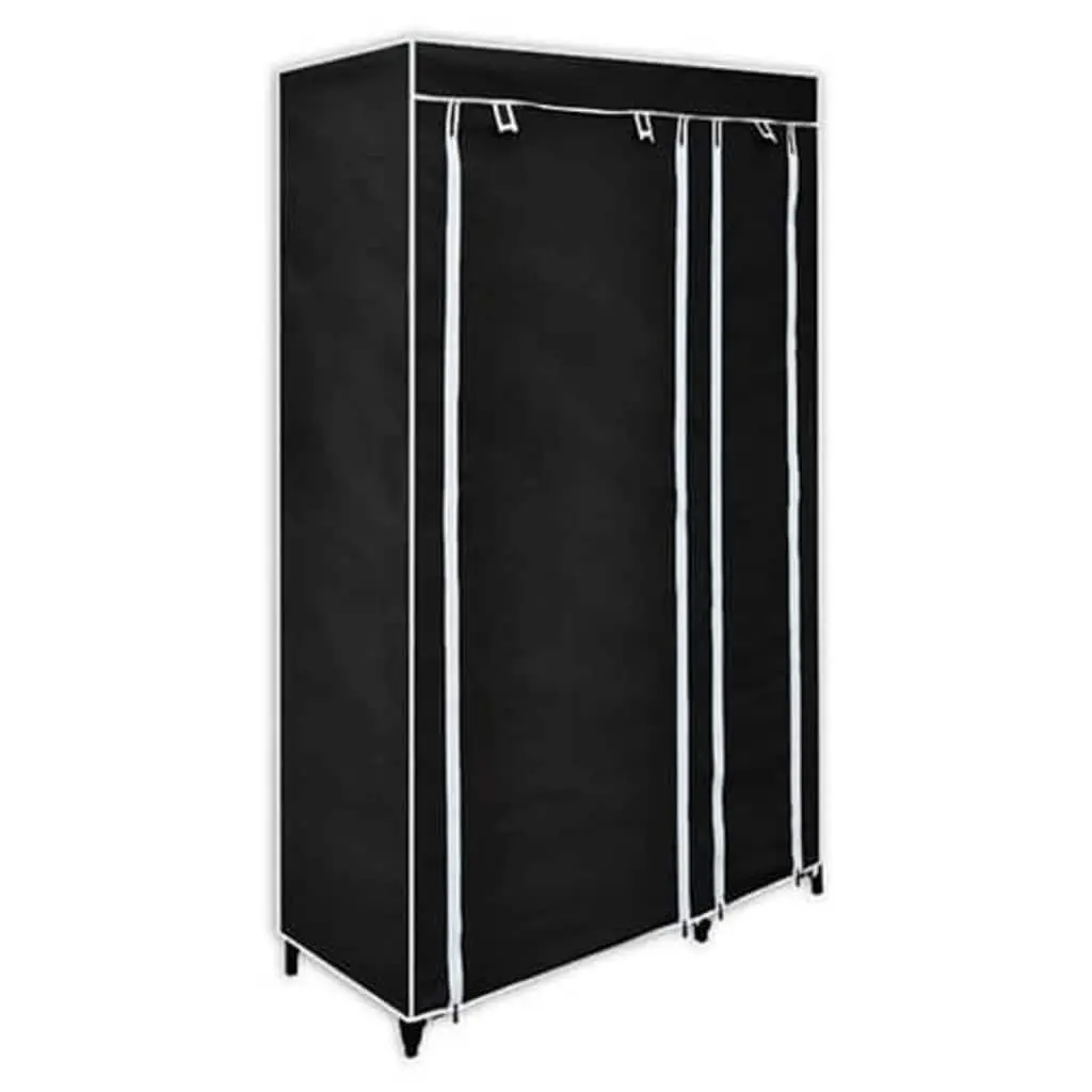 Black Fabric Folding Wardrobe Set of 2