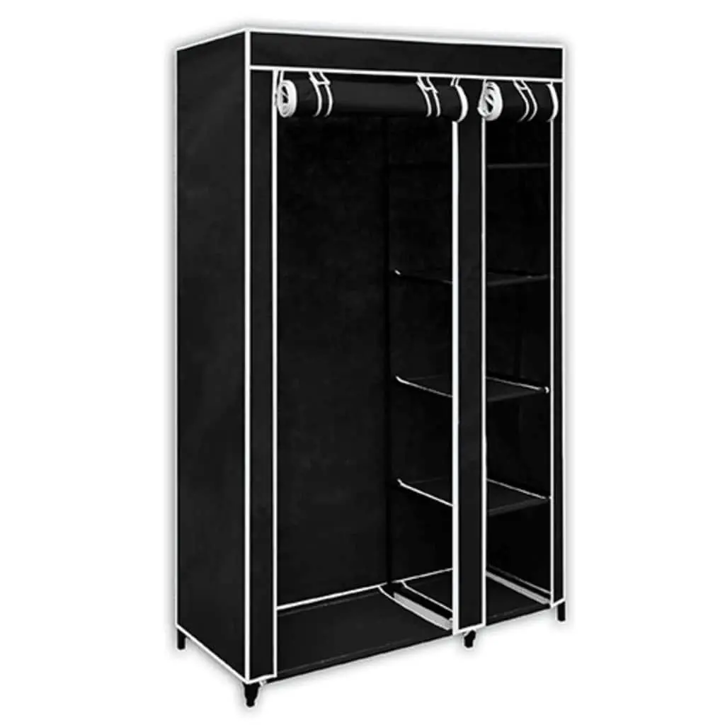 Black Fabric Folding Wardrobe Set of 2