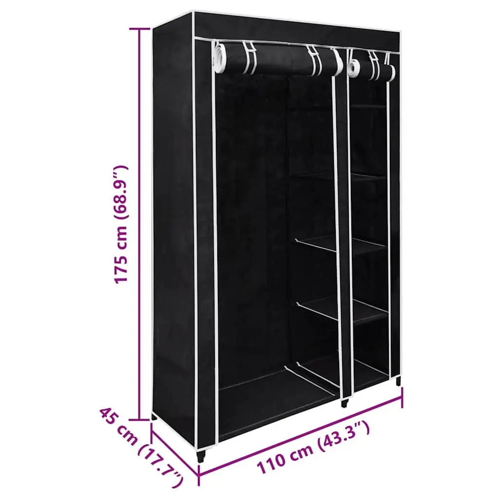 Black Fabric Folding Wardrobe Set of 2