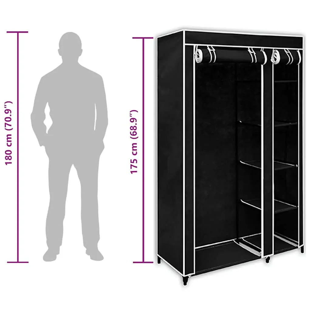 Black Fabric Folding Wardrobe Set of 2