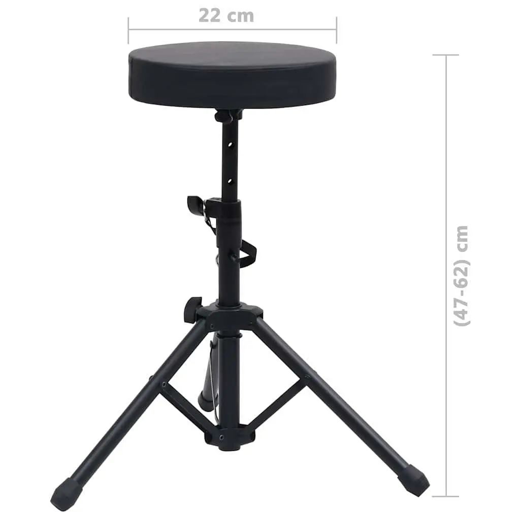Keyboard Stand and Stool Set Steel Adjustable Foldable Black