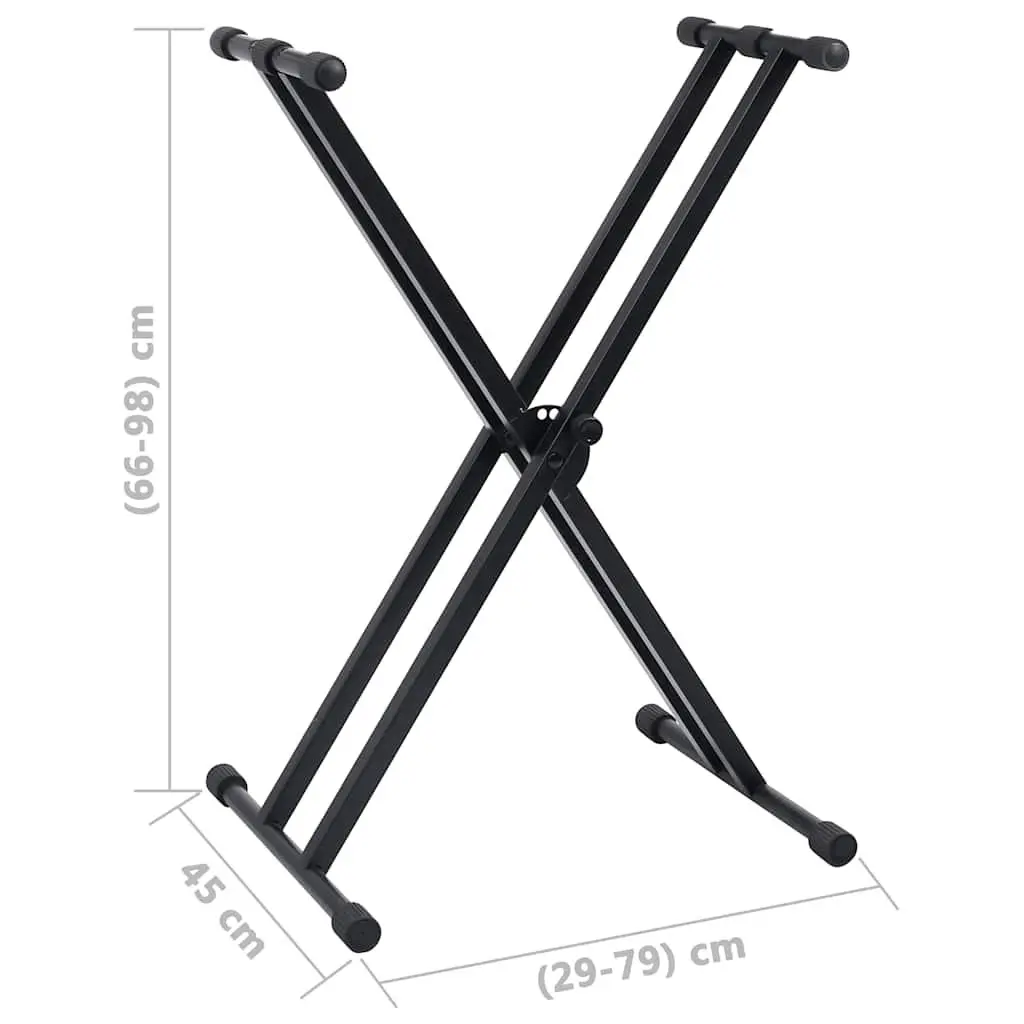 Keyboard Stand and Stool Set Steel Adjustable Foldable Black