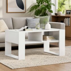 Stylish White Coffee Table with Storage 92 x 53 x 45 cm
