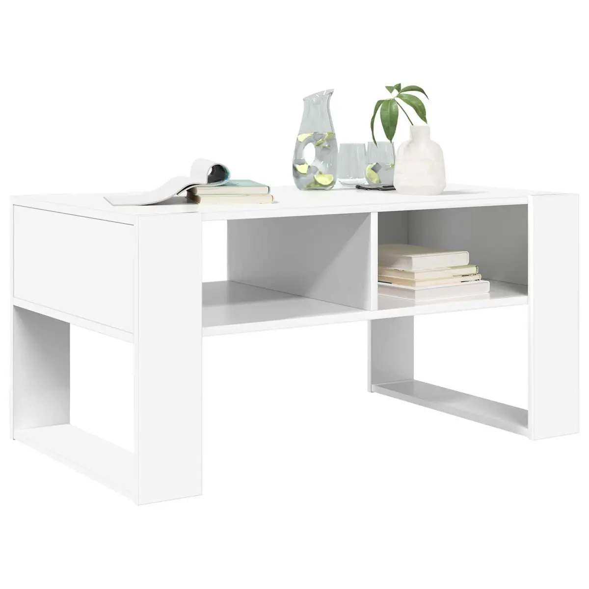 White Coffee Table with Storage 92 x 53 x 45 cm