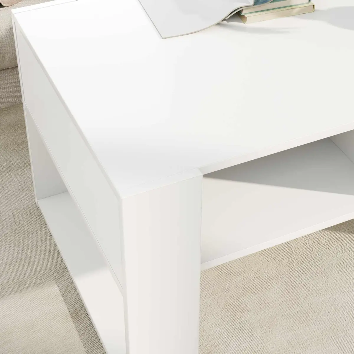 White Coffee Table with Storage 92 x 53 x 45 cm