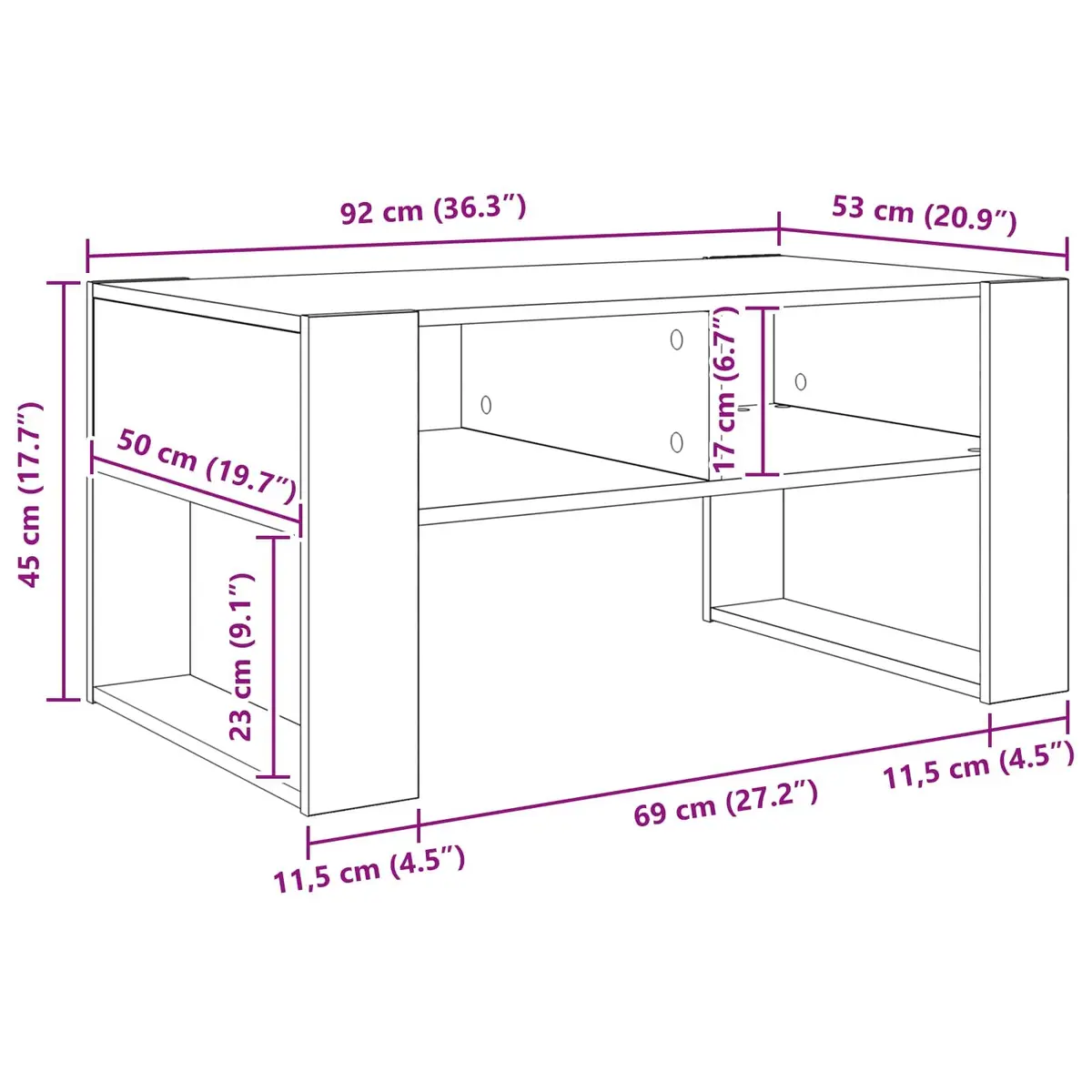 White Coffee Table with Storage 92 x 53 x 45 cm
