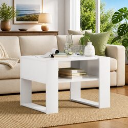 Stylish White Rectangular Coffee Table with Storage