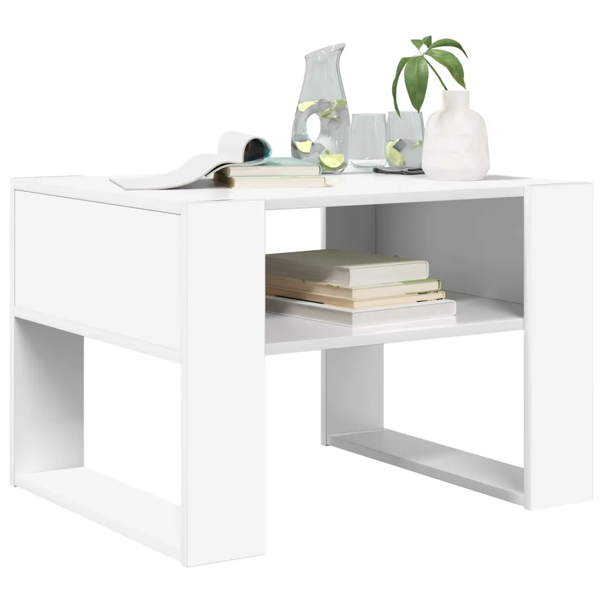 White Rectangular Coffee Table with Storage