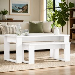 Stylish White Coffee Table Set for Modern Living Rooms