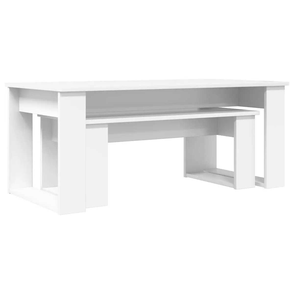 Coffee Table Set 2 Pieces White Modern Lounge Living Room Accent Furniture