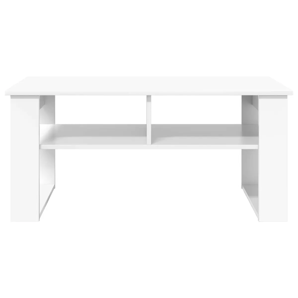 White Coffee Table with Storage Shelves 96x54x44cm