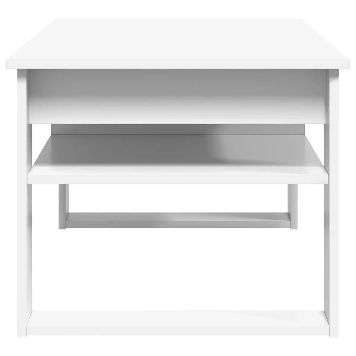 White Coffee Table with Storage Shelves 96x54x44cm