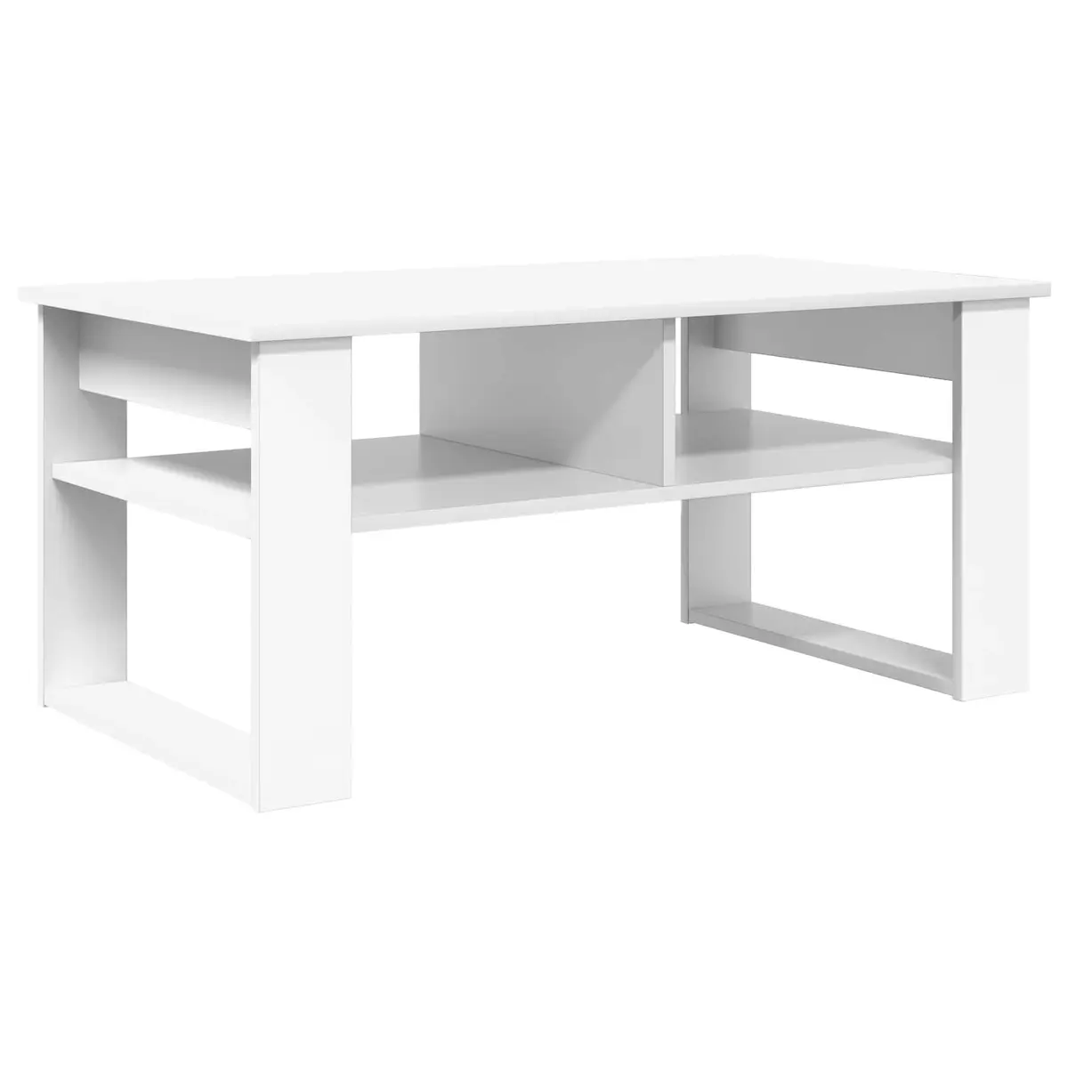 White Coffee Table with Storage Shelves 96x54x44cm