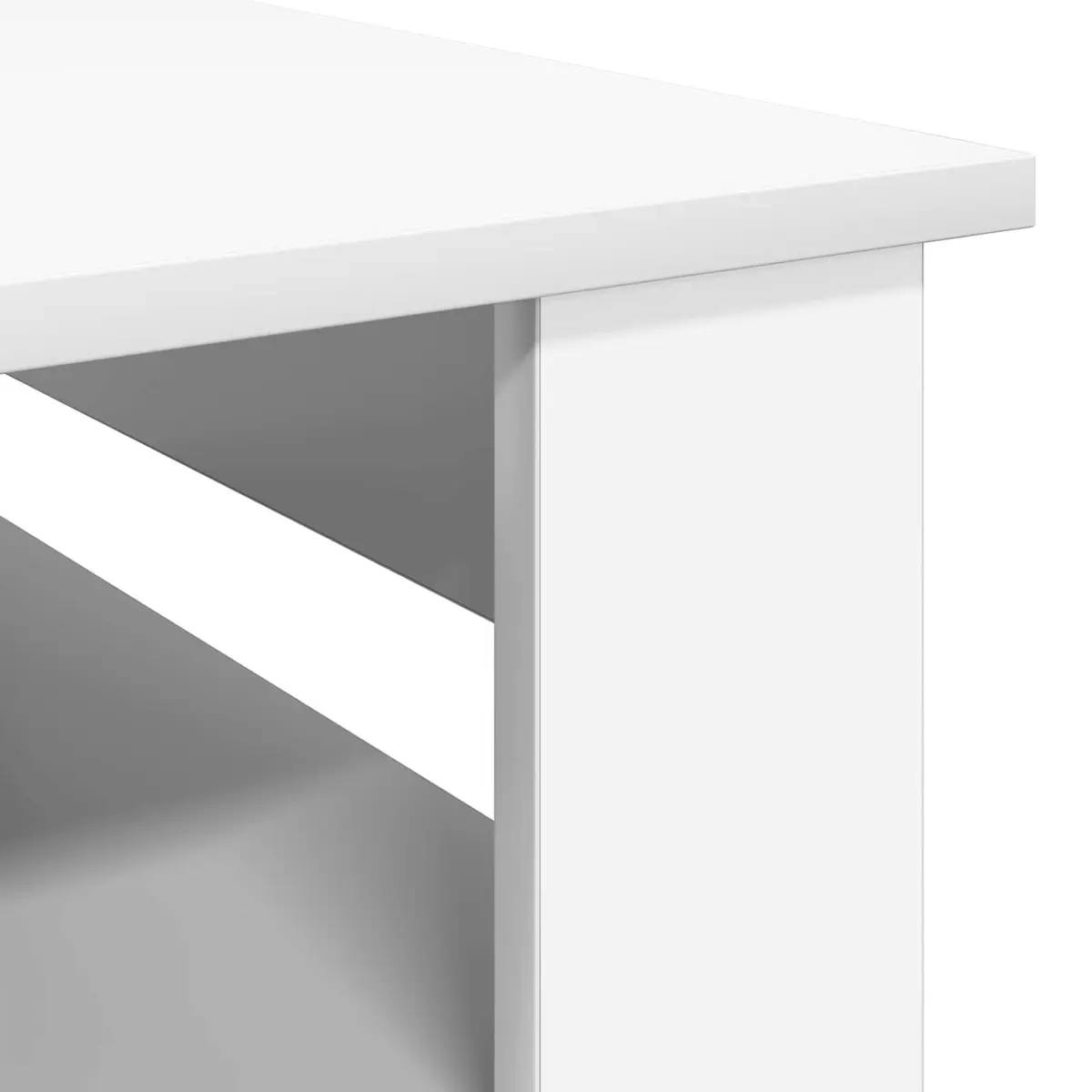 White Coffee Table with Storage Shelves 96x54x44cm