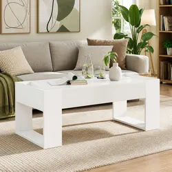 Rectangular White Coffee Table for Modern Living Spaces