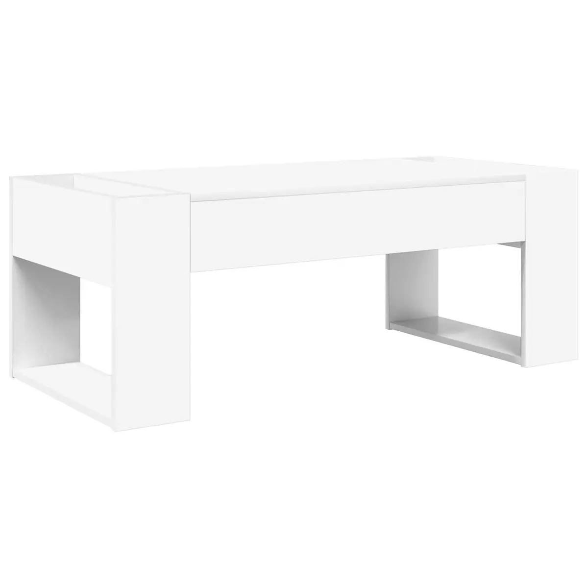 Coffee Table White Rectangular Modern Lounge Accent Table Engineered Wood 110cm