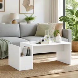 Rectangular White Coffee Table for Modern Living Spaces 90x45x35cm