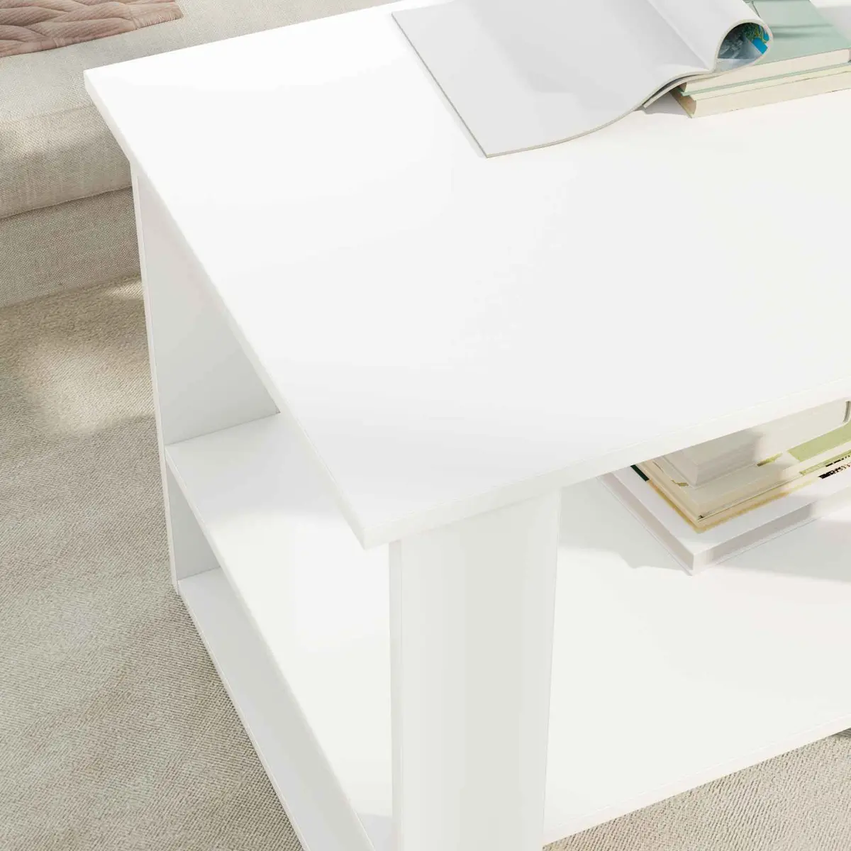 White Coffee Table 72x50x50cm Engineered Wood Modern Living Room Accent