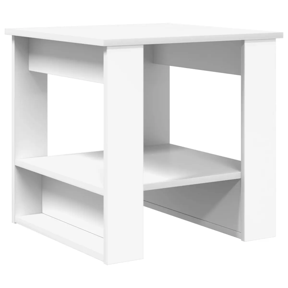 White Rectangular Coffee Table with Integrated Storage