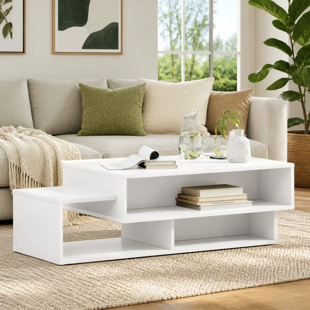 White Coffee Table with Durable Engineered Wood