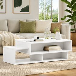 Modern White Coffee Table with Durable Engineered Wood