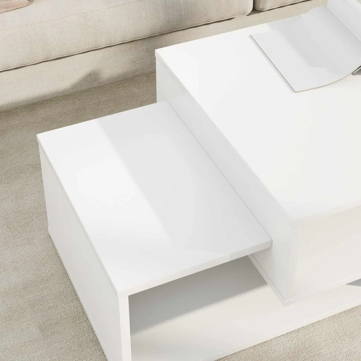 White Coffee Table with Durable Engineered Wood