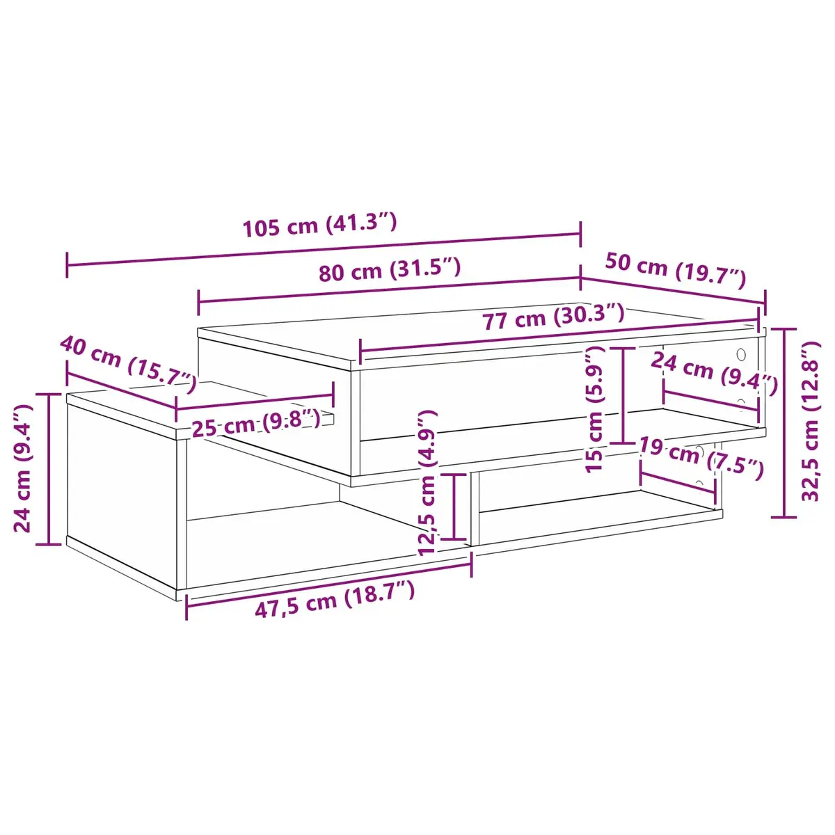 White Coffee Table with Durable Engineered Wood