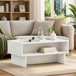 Modern White Coffee Table with Integrated Storage
