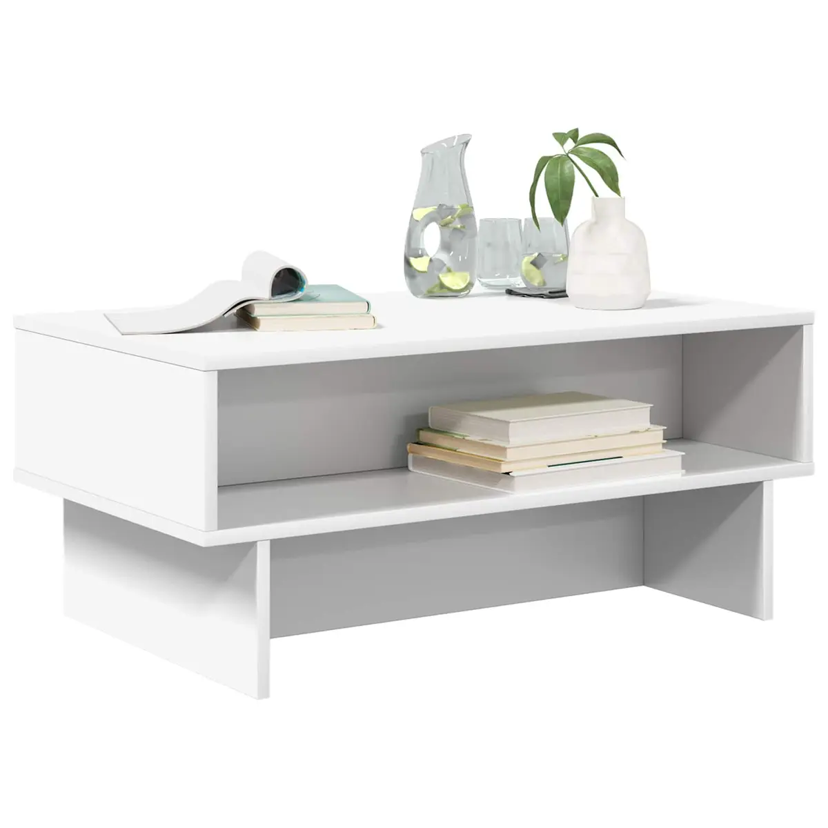White Coffee Table with Integrated Storage