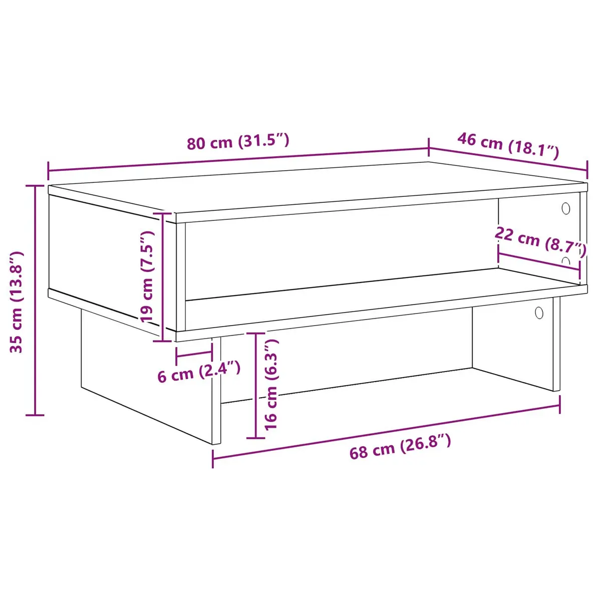 White Coffee Table with Integrated Storage