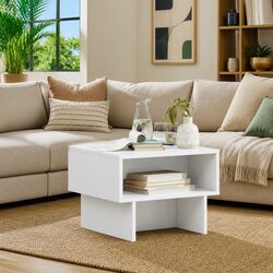 Modern White Coffee Table with Storage for Living Room