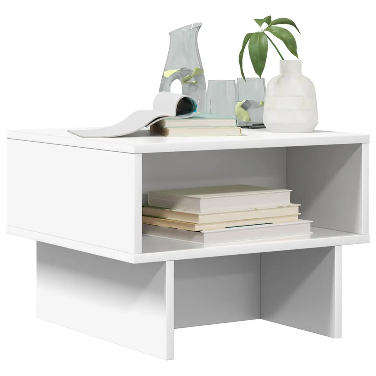 White Coffee Table with Storage for Living Room